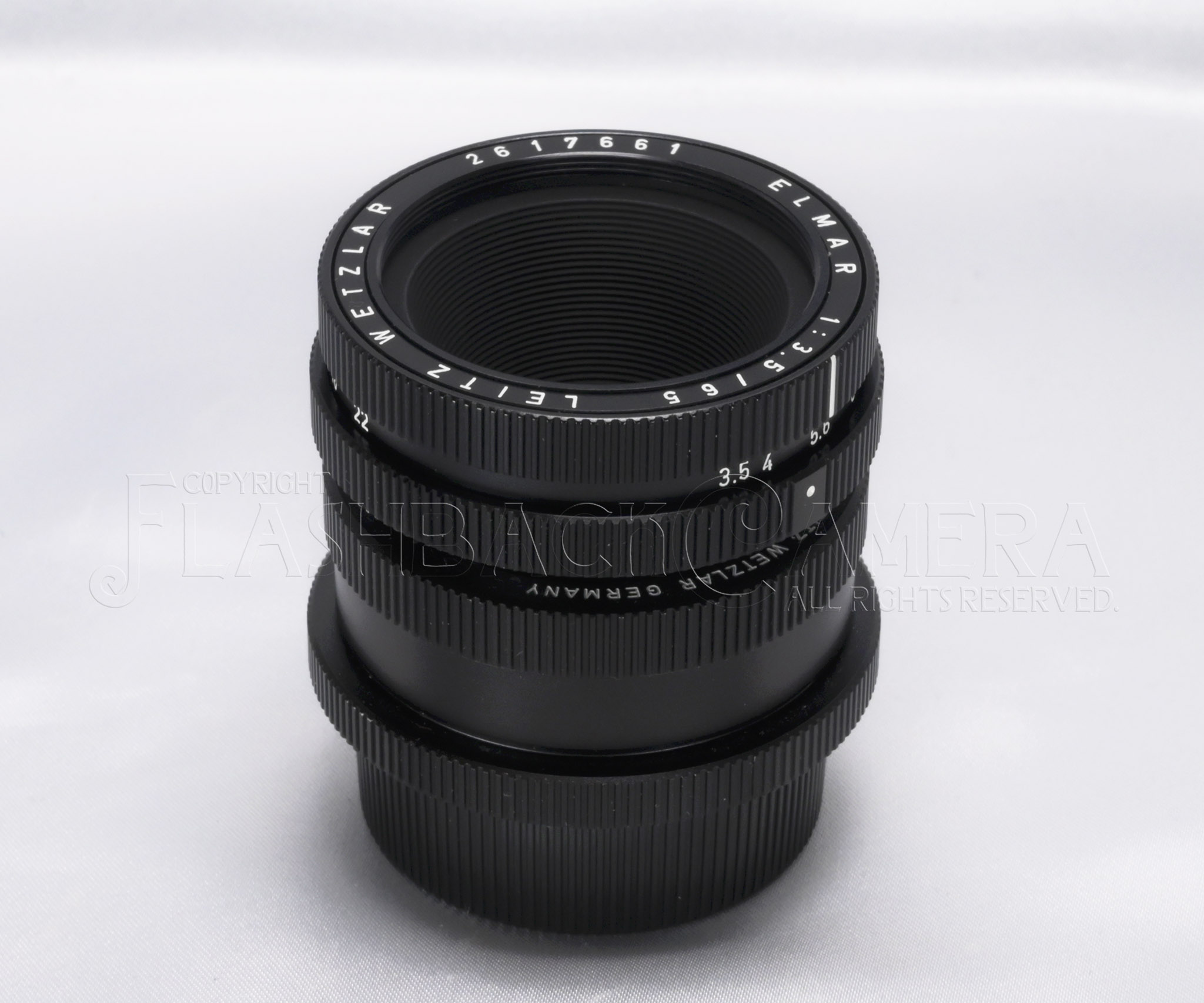 CLA'd * Leitz Elmar 65mm f3.5 + 16464 Black 2nd Visoflex f. Leica