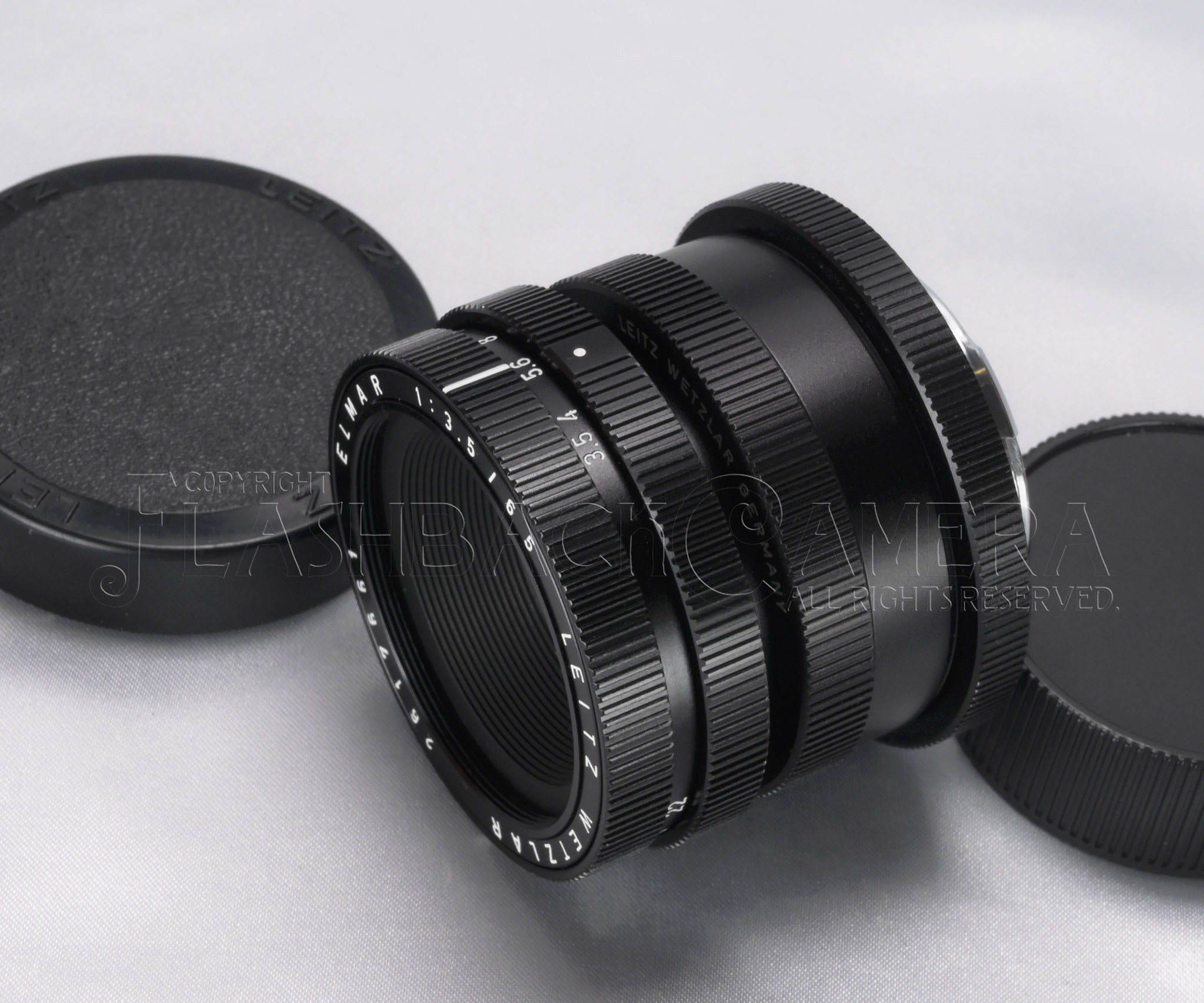 CLA'd * Leitz Elmar 65mm f3.5 + 16464 Black 2nd Visoflex f. Leica