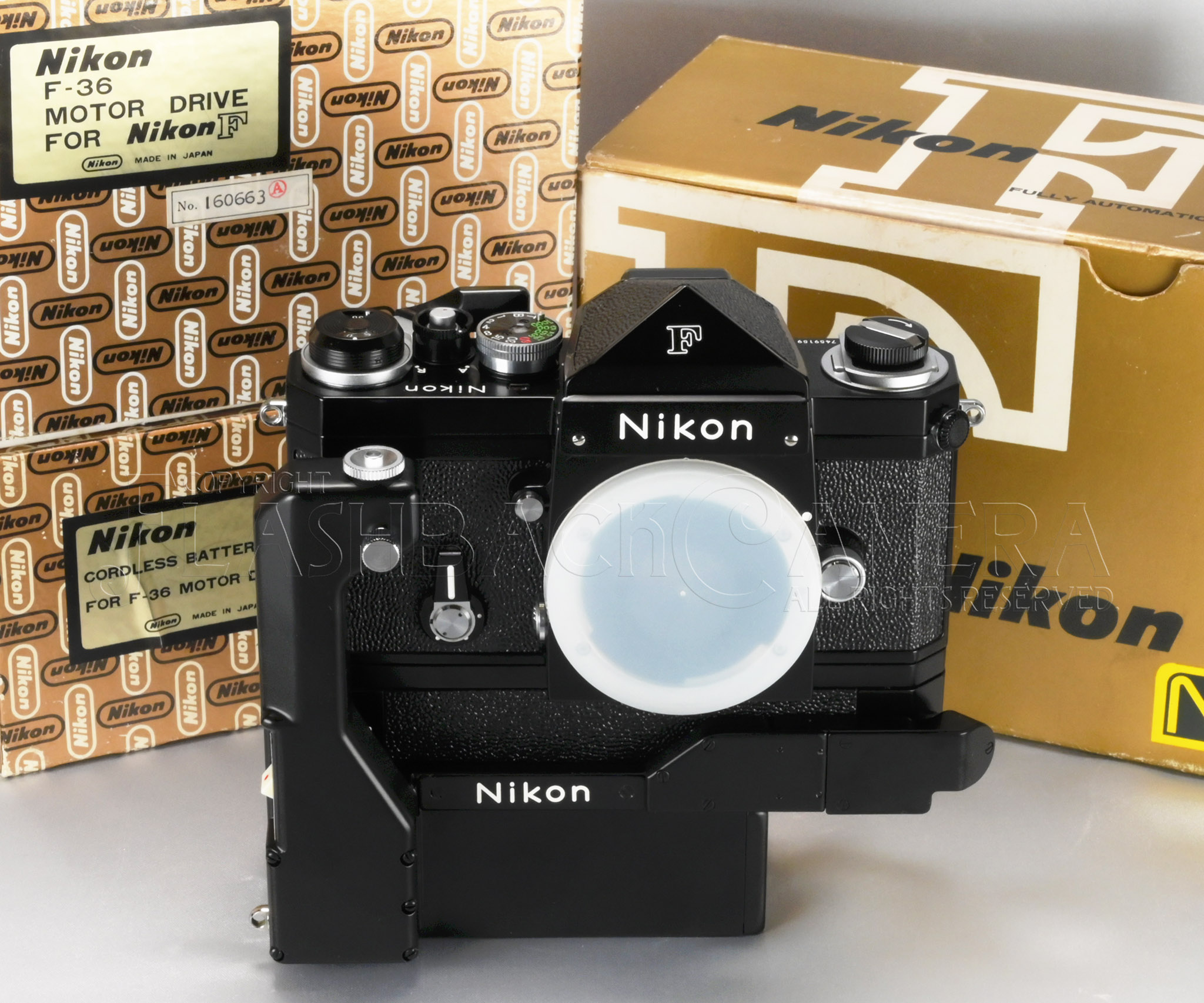 L New * Nikon New F + F-36 Motor + Cordless Battery Pack from