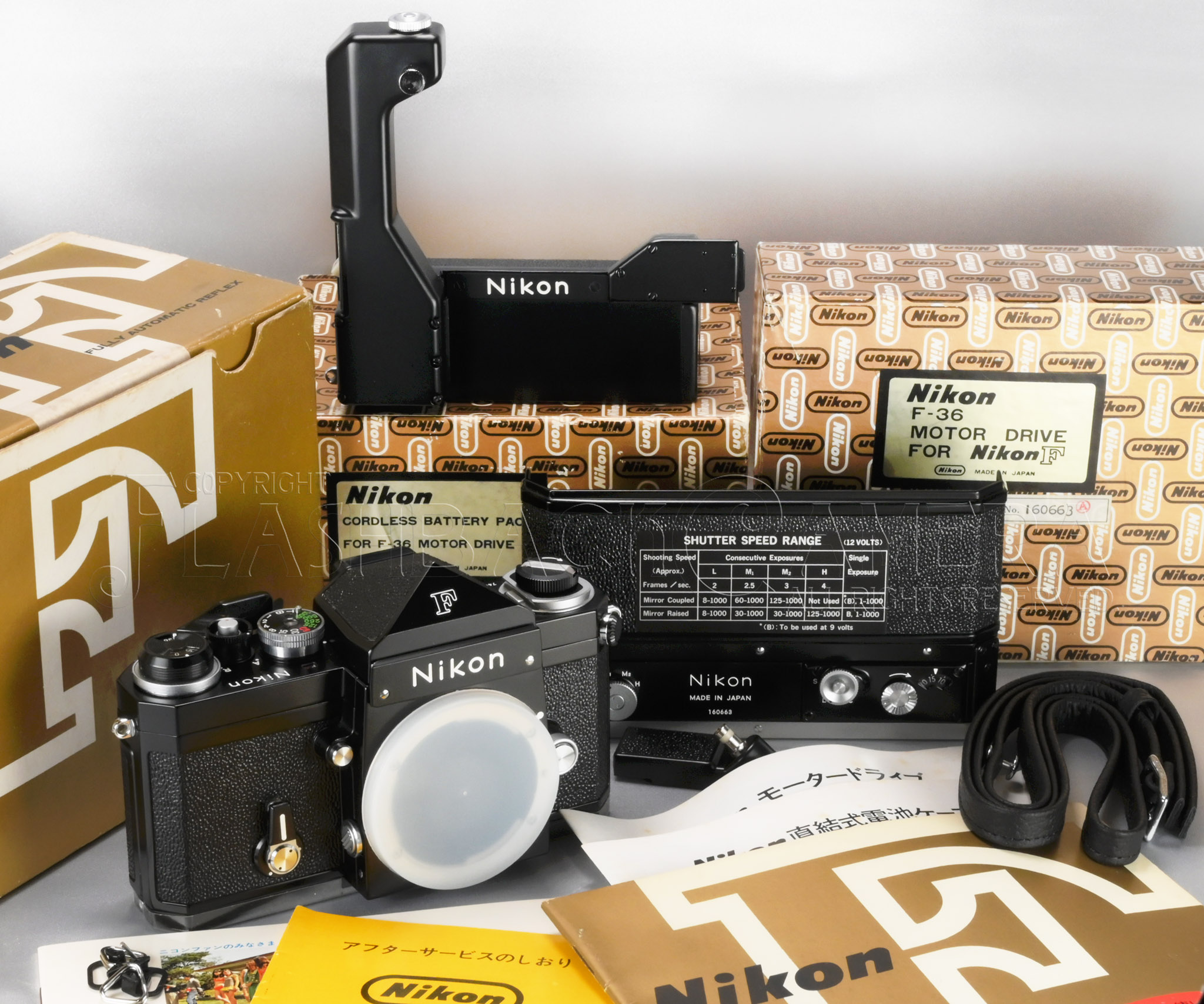 L New * Nikon New F + F-36 Motor + Cordless Battery Pack from