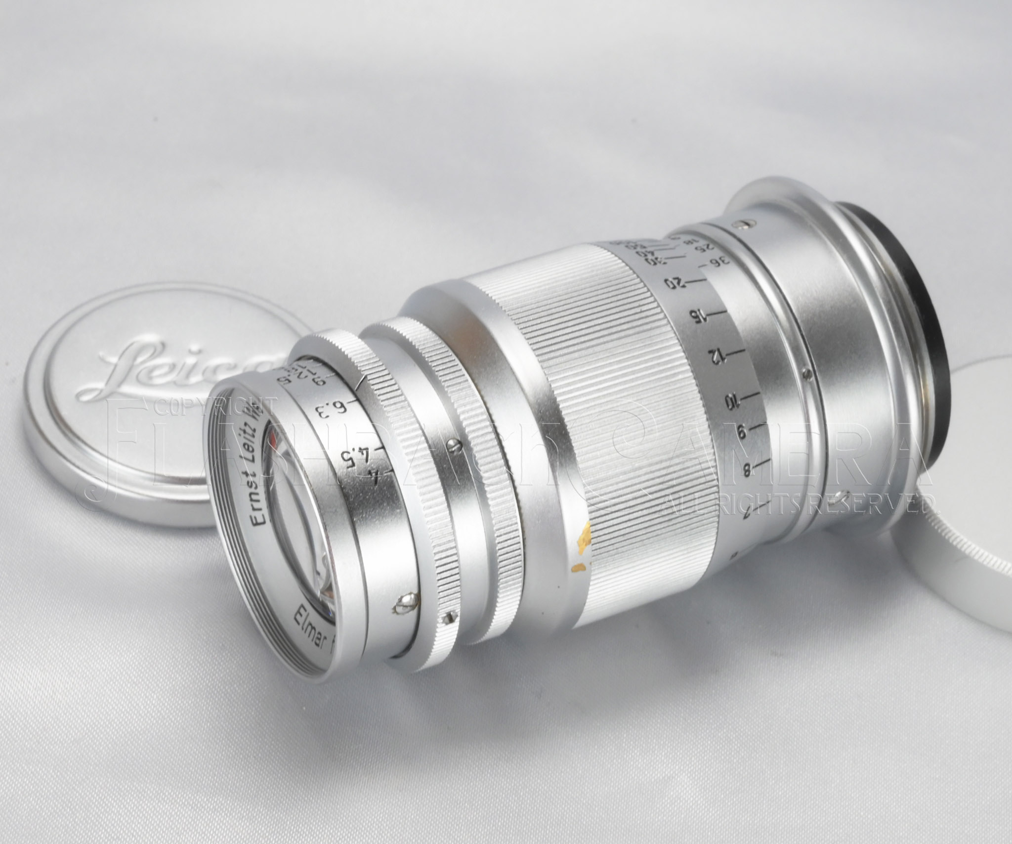 RARE * Elmar 90mm f4 ALL CHROME f. Leica LTM Beautiful Good